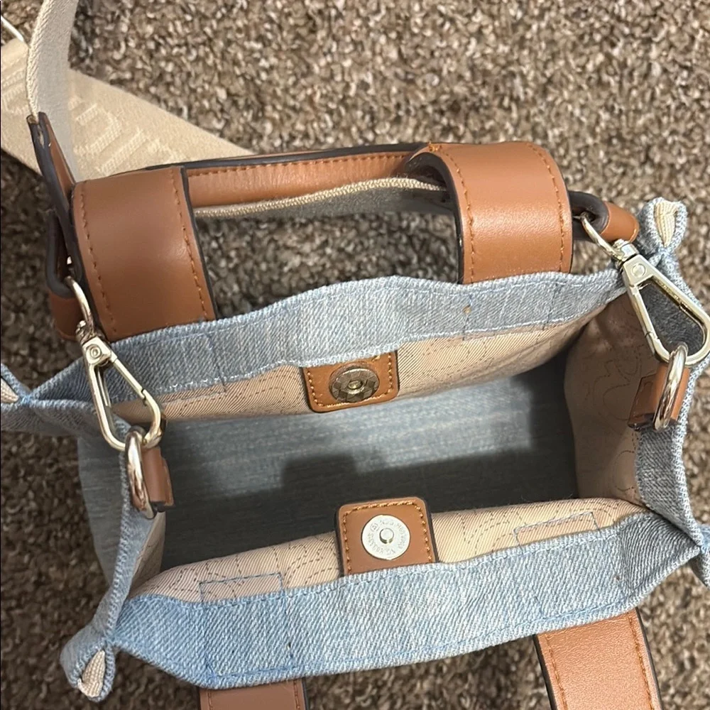 Mini True Religion Blue and Brown Messenger Bag with Classic Design
